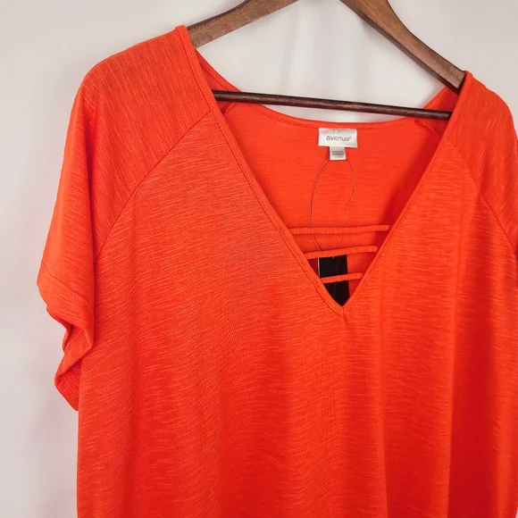 NWT - Avenue Bright Orange V-Neck Top – Plus Size 22/24 - Picture 9 of 12